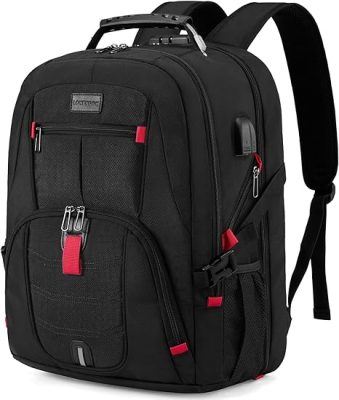 LOVEVOOK Travel Laptop Backpack Waterproof Anti Theft with Lock and USB Charging Port Large Computer Business Backpack for Men Women College (17 inch, Black)